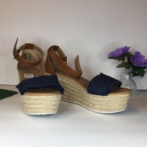 Denim Espadrille Wedges